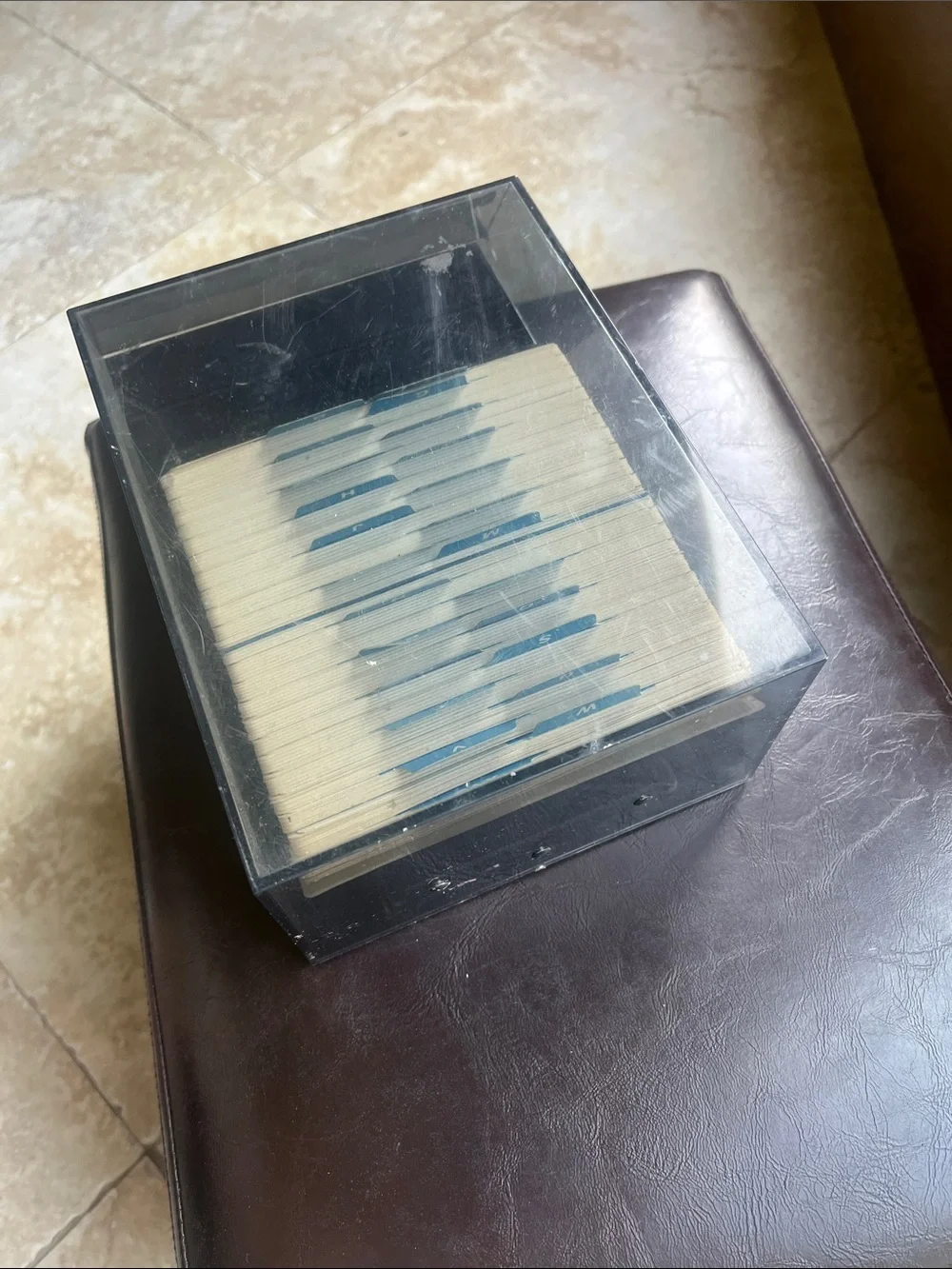 Vintage Never used Rolodex Black Desktop Card File with Blue Alphabetic Tabs
